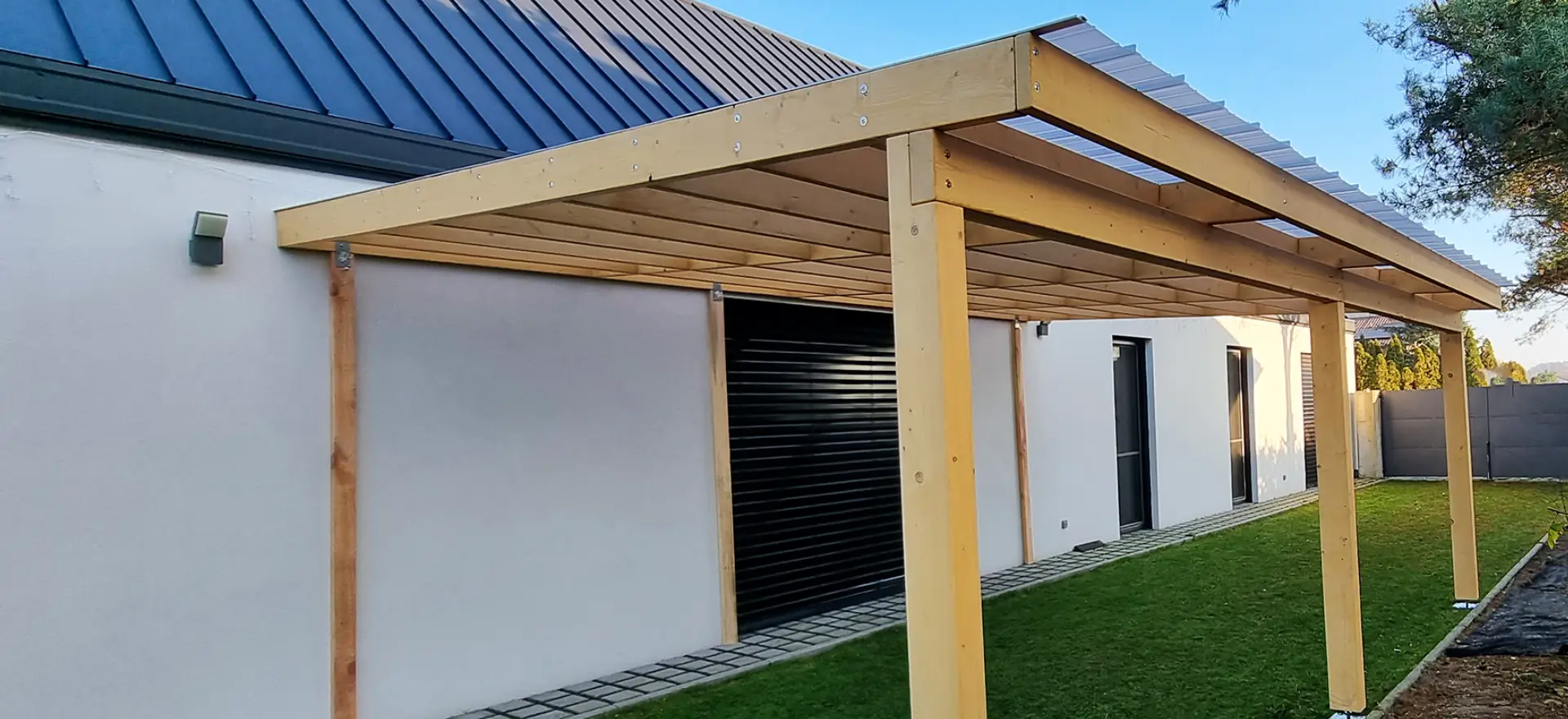Wiata garażowa Eco Patio 360 × 500 cm — 18 m², KOSWOOD Przemysł Drzewny Paweł Wajda