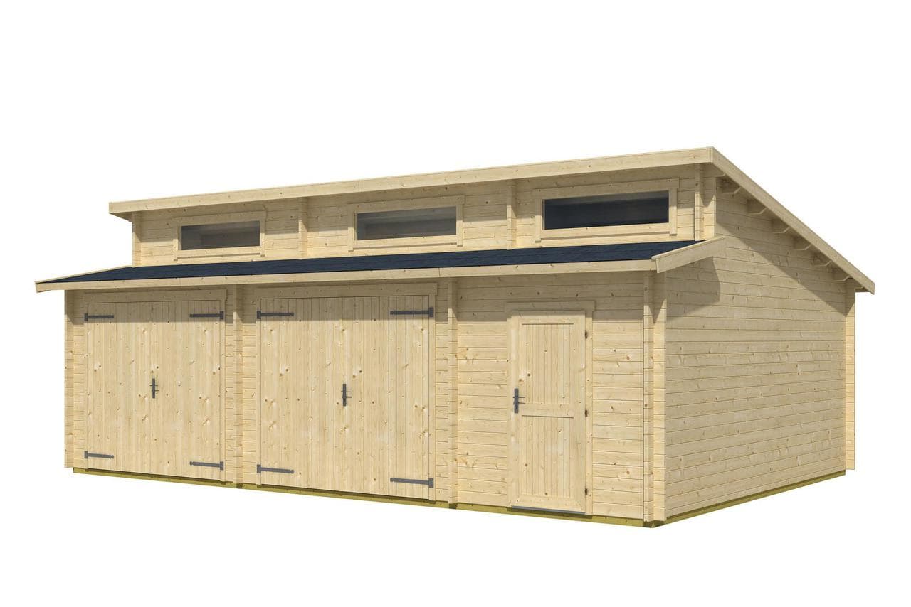 Garaż z bali Hawaii — 5,2 × 7,8 m, 39,42 m² — Lasita Maja (Lasita Maja AS)