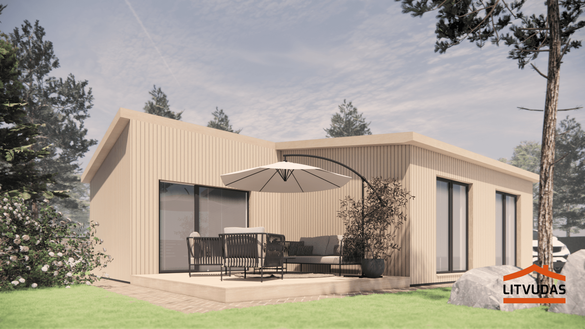 Dom modułowy DREAM (dwa moduły), 52 m² — model domu