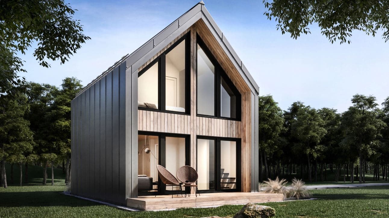 Nowoczesna stodoła L-302 na zgłoszenie — 42 m², 35 m² zabudowy — model domu