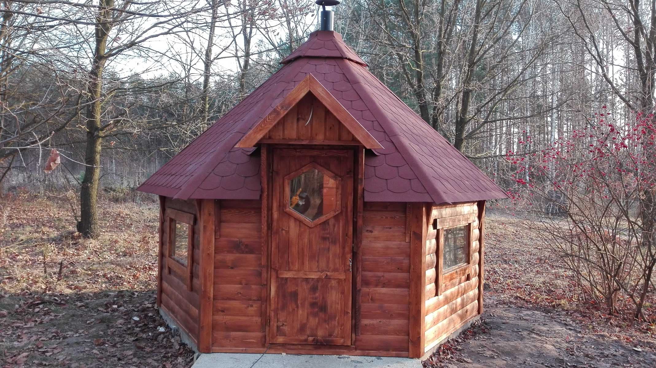 Sauna ogrodowa na podstawie sześciokąta 9,9 m², piec na drewno — Luźny Sęk