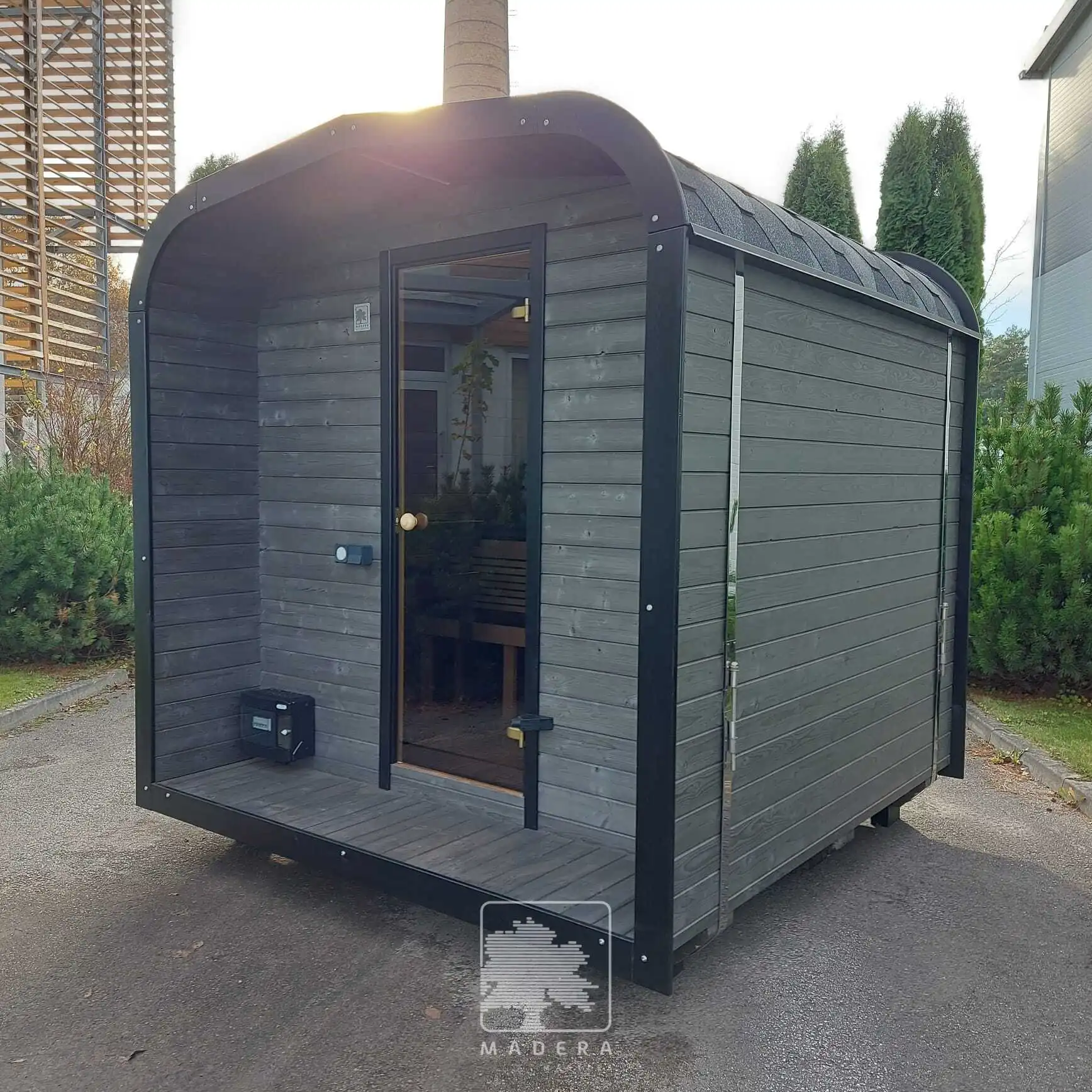 Sauna ogrodowa Cube Sauna Mini — 2,5 × 2,43 m, do 4 osób — SIA „Madera Masters”