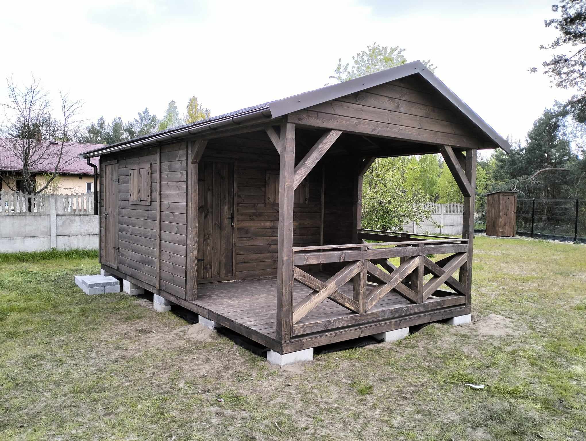 Domek 2w1 Kormoran 3 × 6 m z tarasem — Mała Altanka Damian Kotas