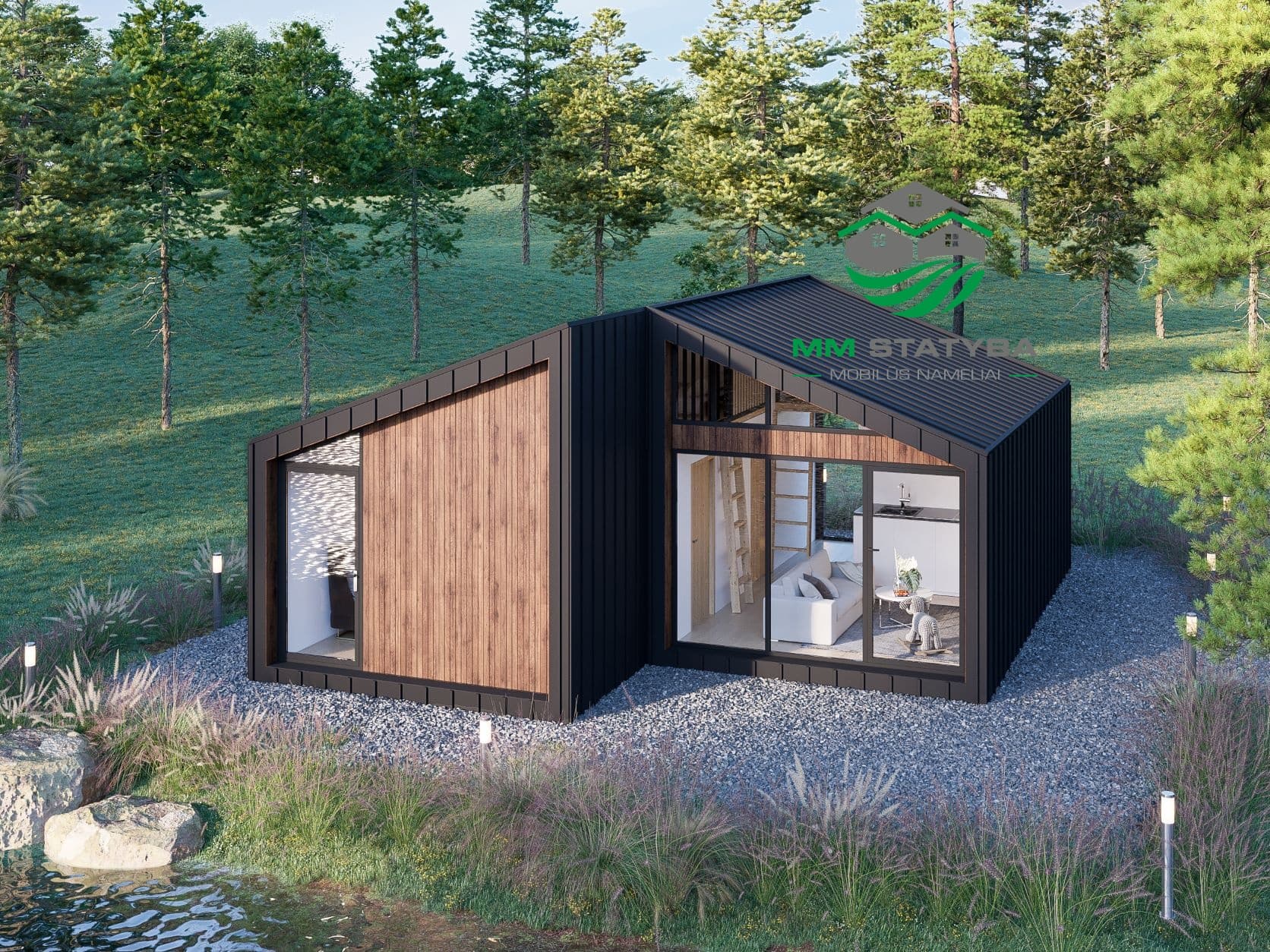 Dom mobilny MAXI LONG — dwa moduły, 50 m² — MM Statyba, Ltd