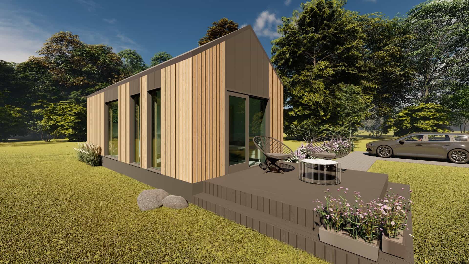 Dom modułowy Visby z antresolą, 36 m² — model domu