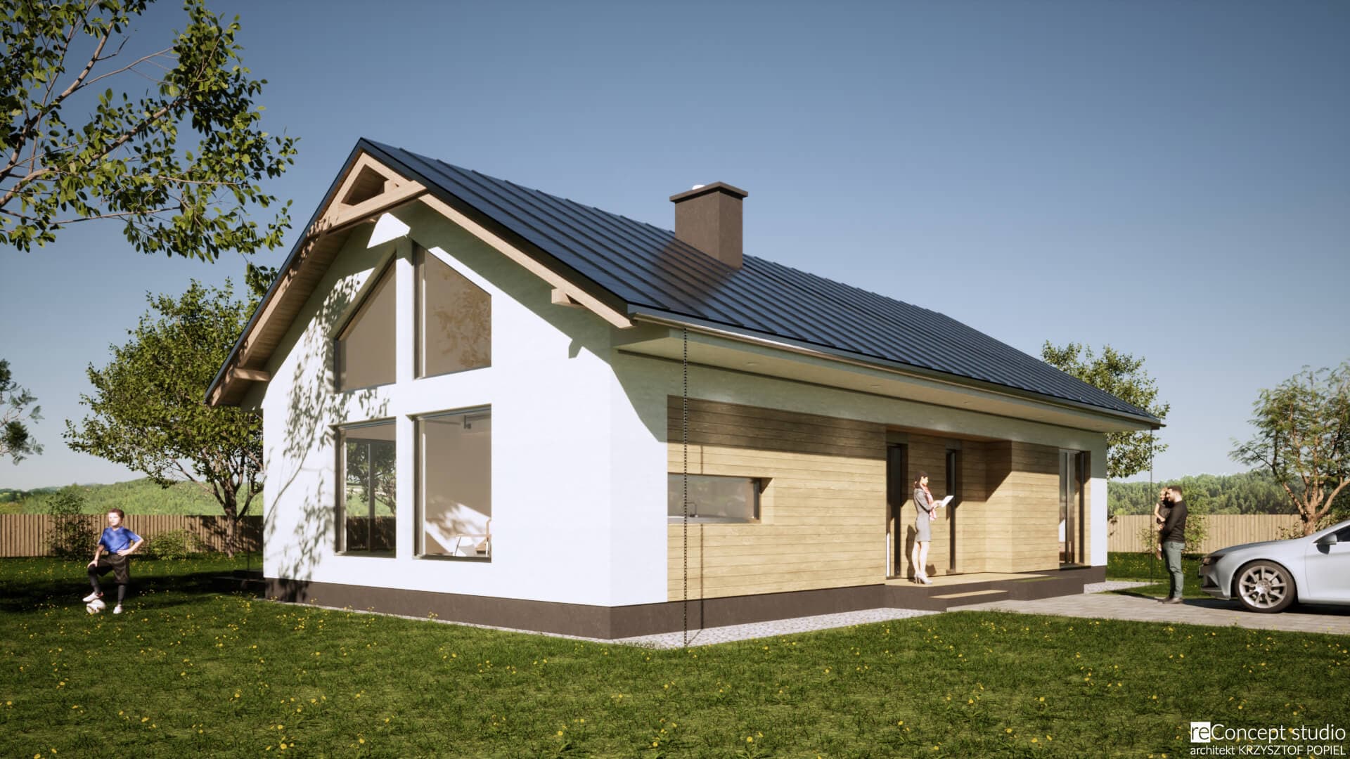 Dom szkieletowy „Rodzinka XL” — 98,6 m² z antresolą — model domu