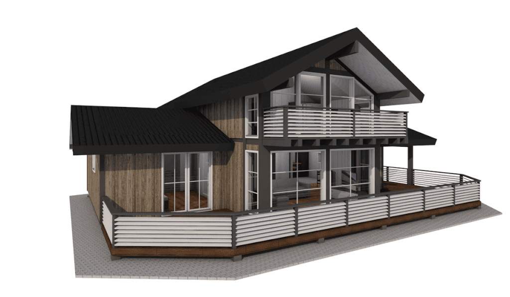 Dom drewniany ML 148 — 117,6 m², 3 sypialnie, z tarasem — Mountain Loghome (MOUNTAIN LOGHOME OSAÜHING)