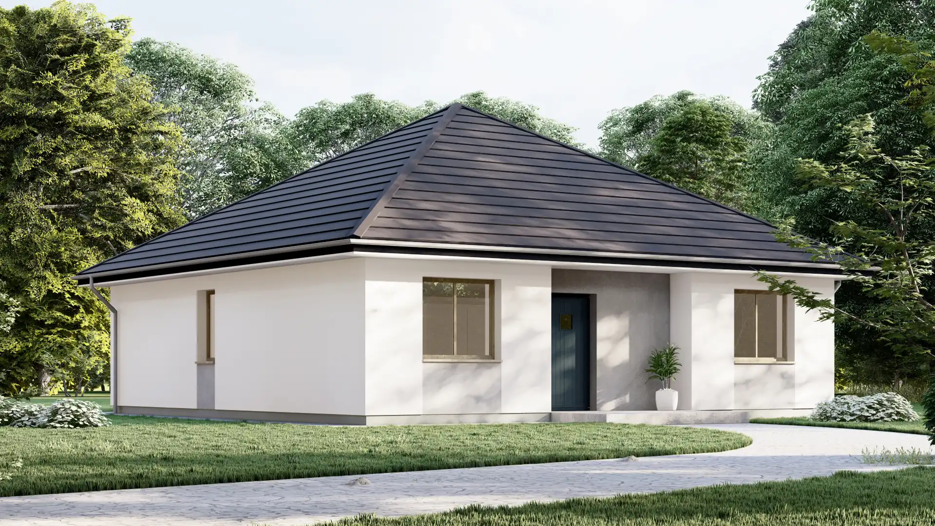 Dom z keramzytu ND-03 Marivo — parterowy, 83 m² — NaszDomek.eu — Partner Group Silesia sp. z o.o.