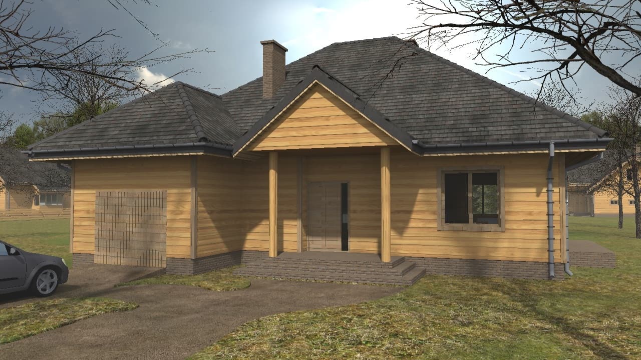 Dom z bali NATURTECH 137 parterowy z garażem — 116 m² + garaż 20 m² — Naturtech Krzysztof Turlejski