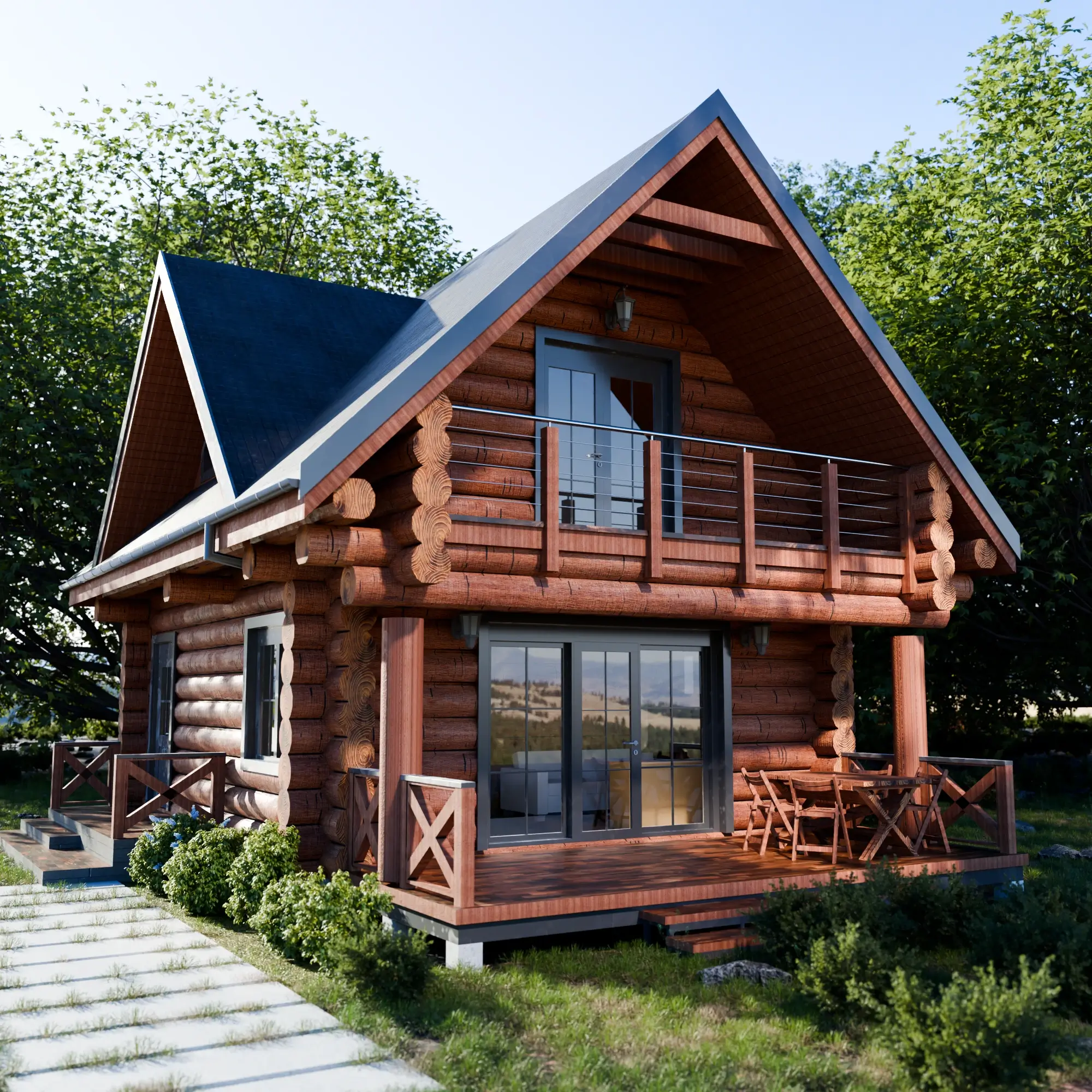 Dom z bali Aleksander z poddaszem — 68,60 m² — Nest Artem Dolmatov (Nest Homes)