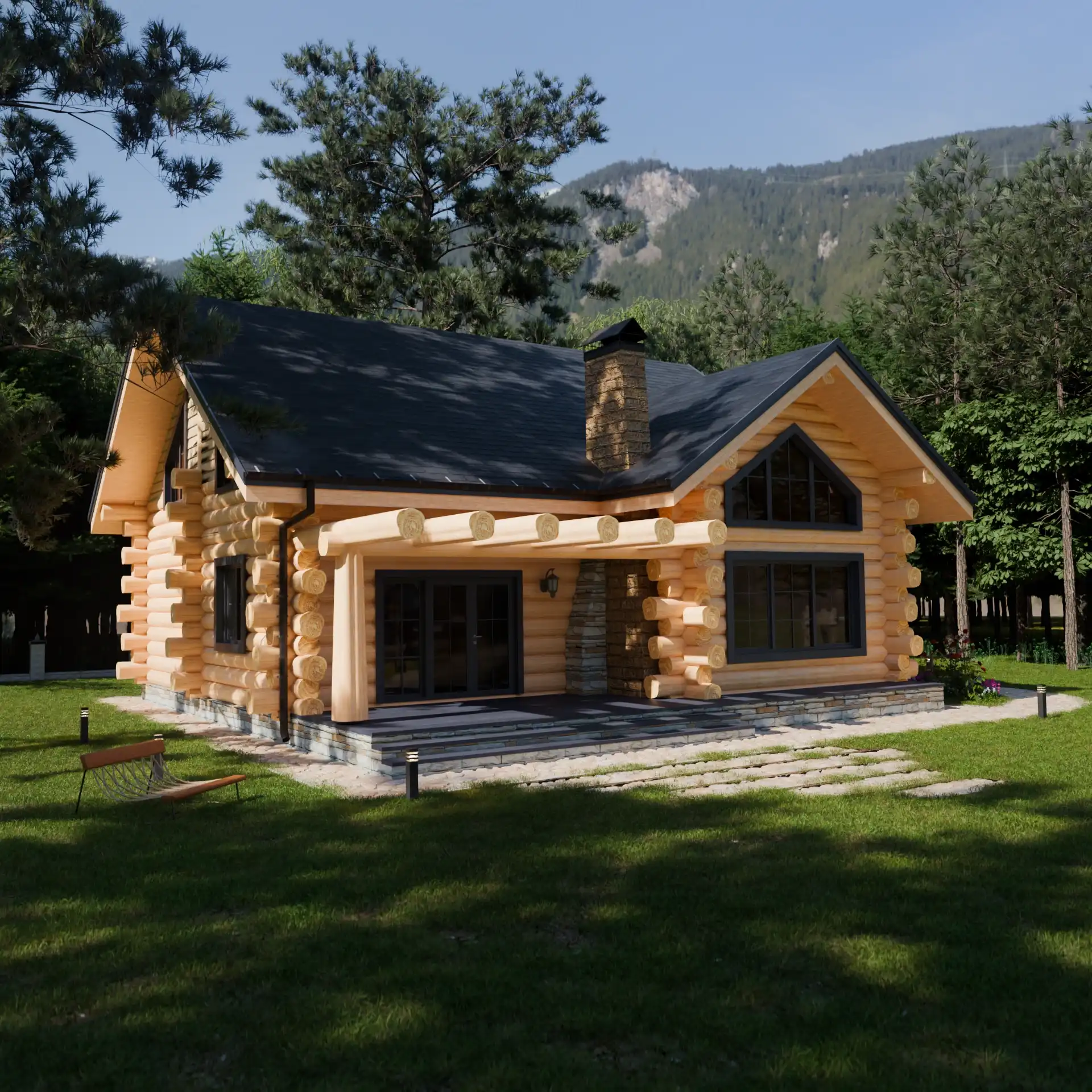 Dom z bali Lidia z poddaszem — 152,74 m² — model domu