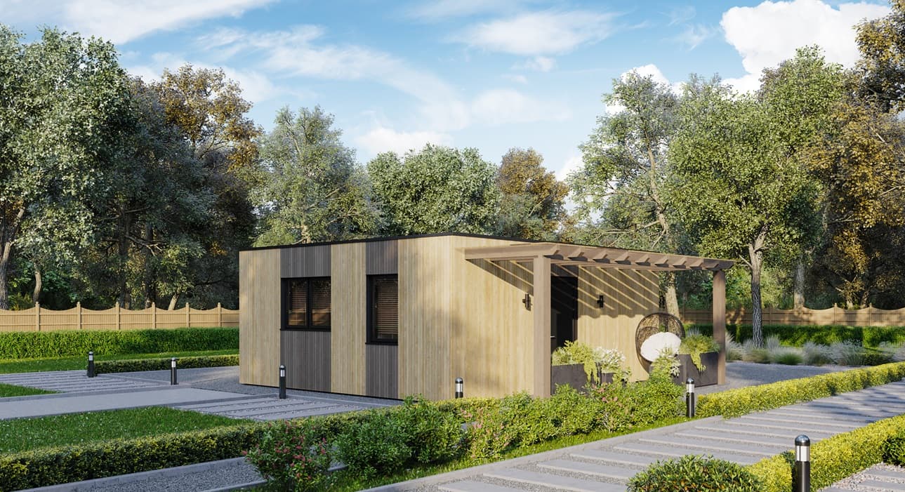 Dom modułowy Modular House 38 z pergolą — 38 m² — Norges Hus Modular Houses OÜ