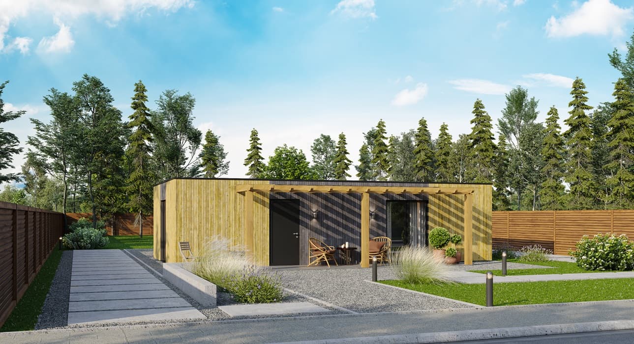 Dom modułowy Modular House 63 z pergolą — 63 m² — Norges Hus Modular Houses OÜ