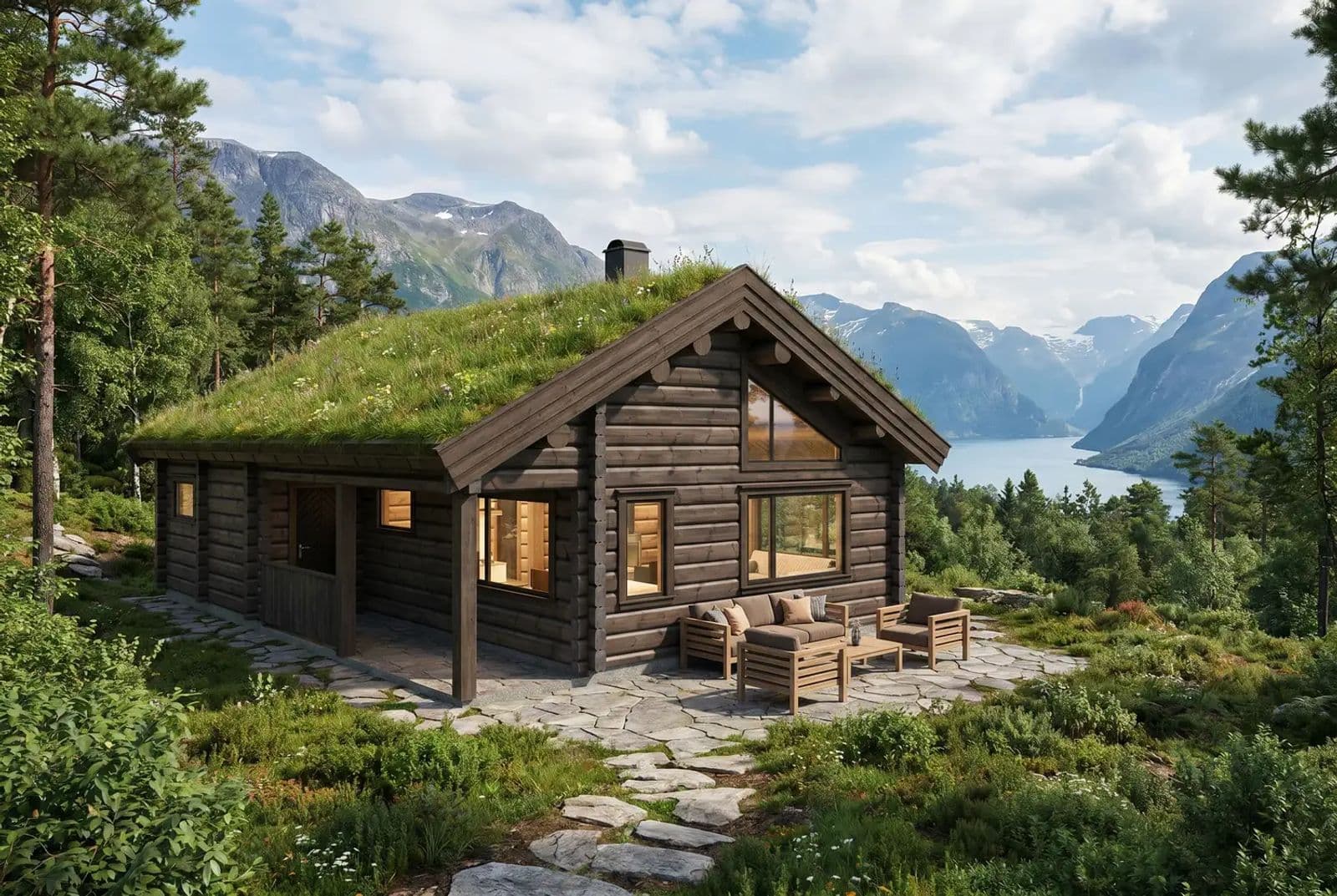 Domek z bali Flåtjønn 1, 43 m² — model domu