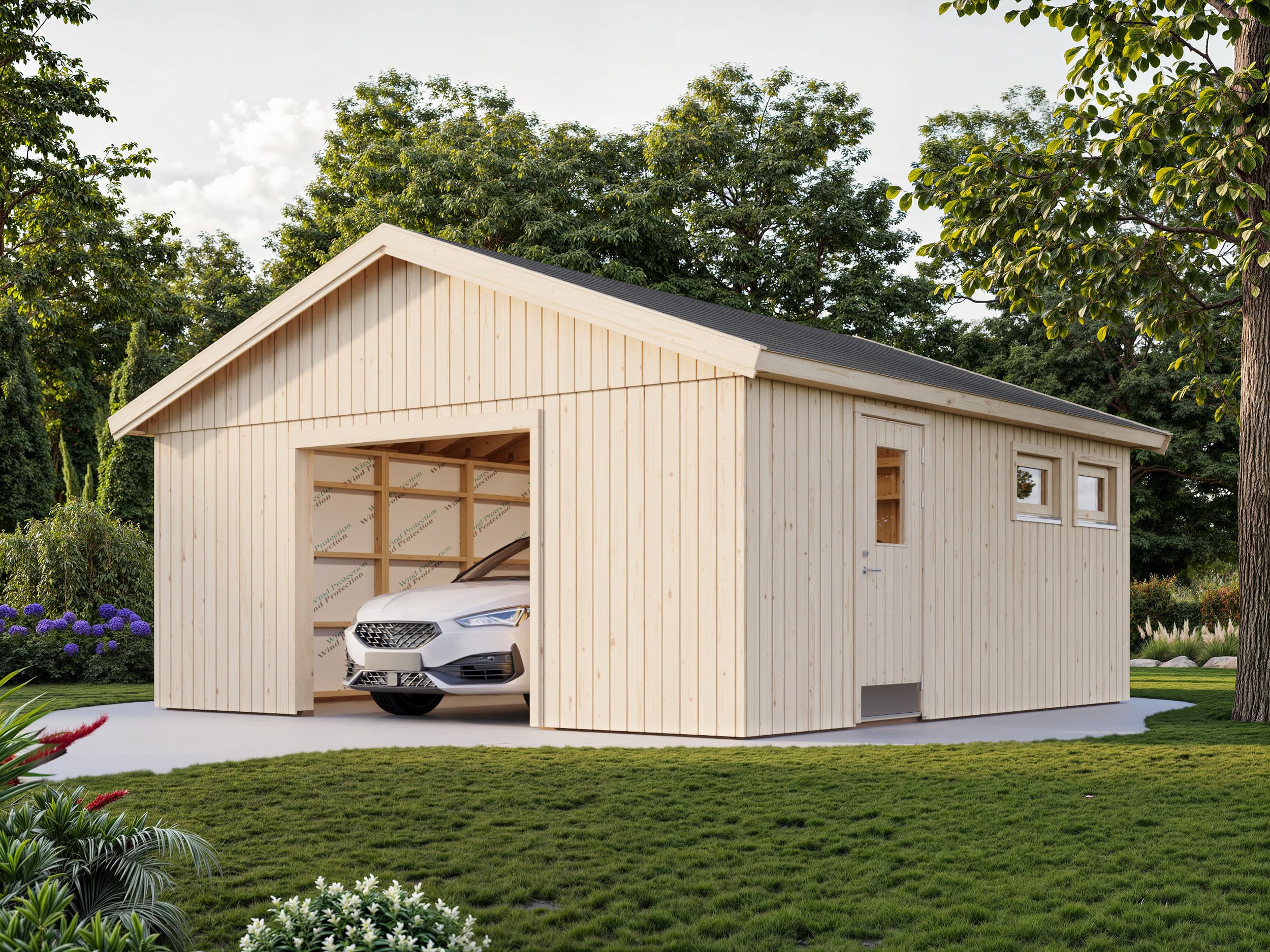 Garaż drewniany Andre 28,5 m² (zestaw) — 5,57 × 5,76 m — Palmako AS