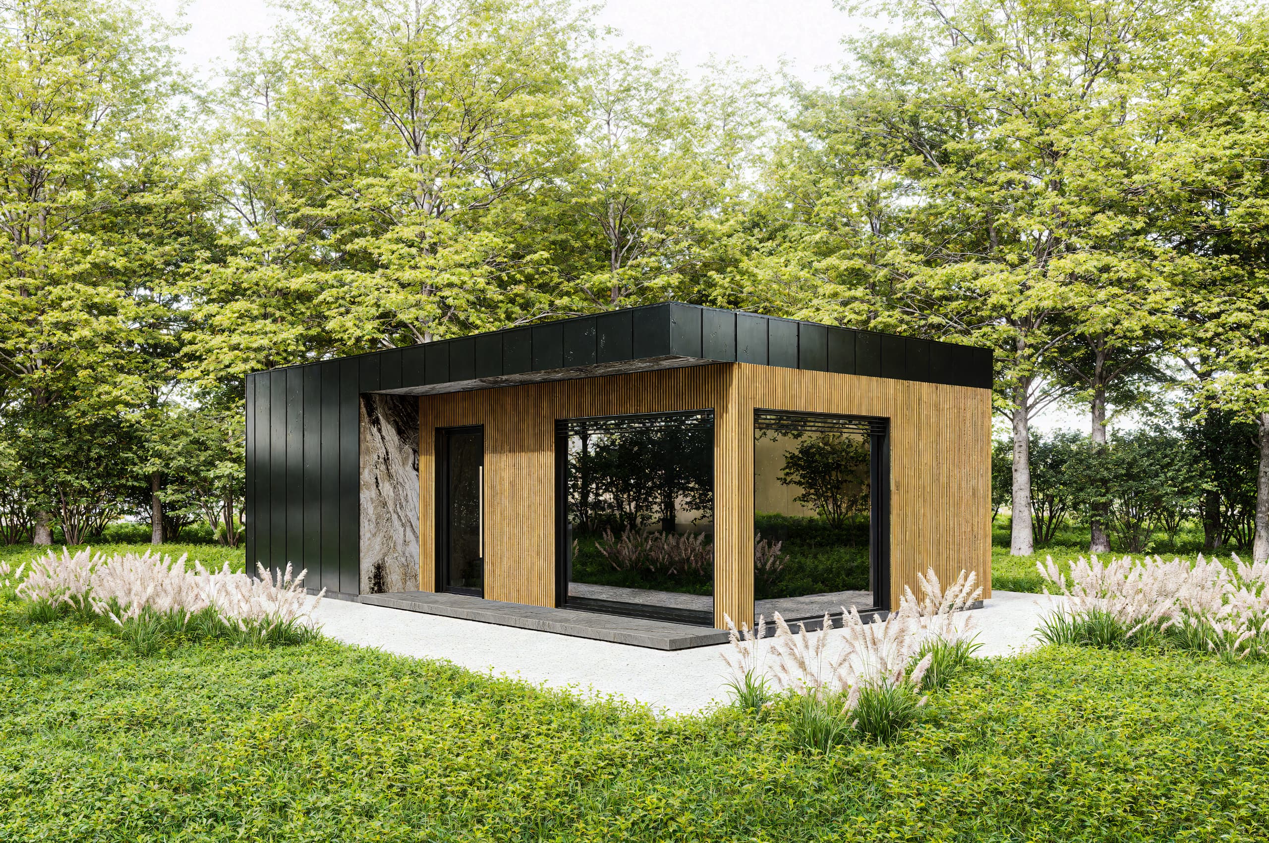 Dom szkieletowy w Brzozach — parterowy, 42 m² — model domu