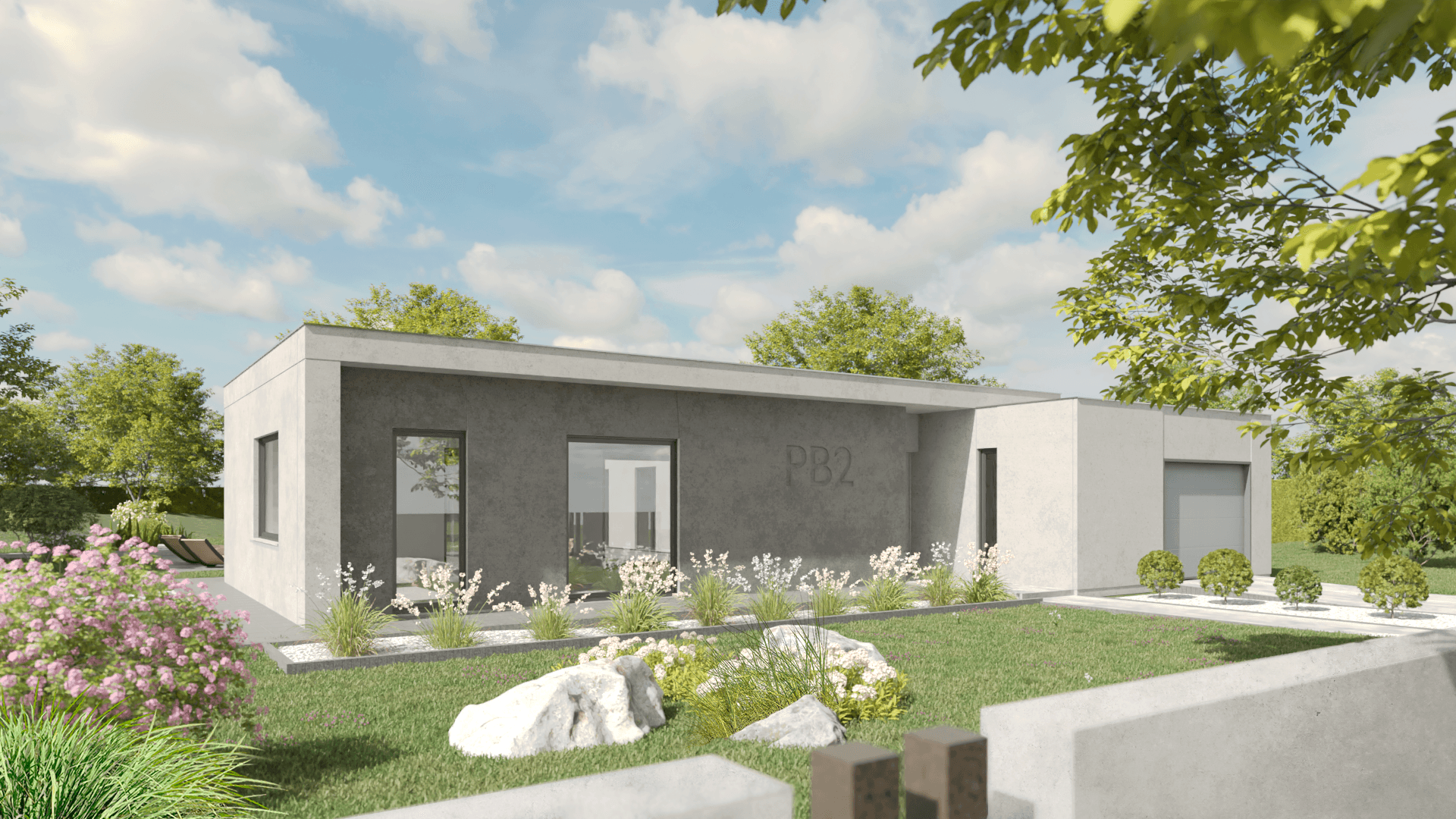 Dom PB 002 parterowy na planie litery L, 156,21 m² — POZBRUK — domy prefabrykowane (POZ BRUK Sp. z o.o. Sp.j.)