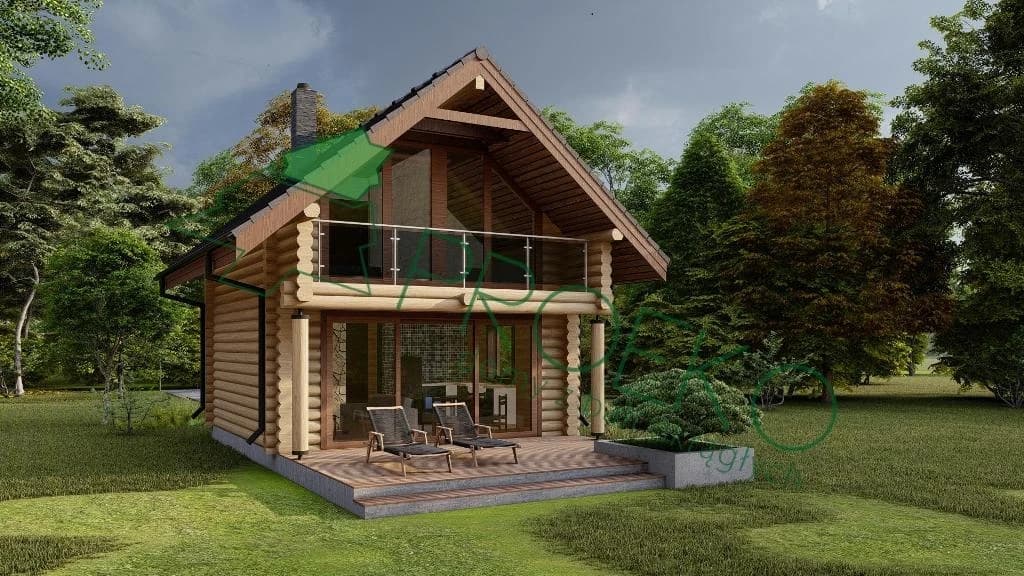 Dom z bali z poddaszem nr1 — 5,7 × 5,7 m — Domy z Bali PROEKO Jancarz sp. z o.o.