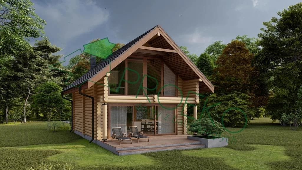Dom z bali z poddaszem nr2 — 6,76 × 7,92 m — Domy z Bali PROEKO Jancarz sp. z o.o.
