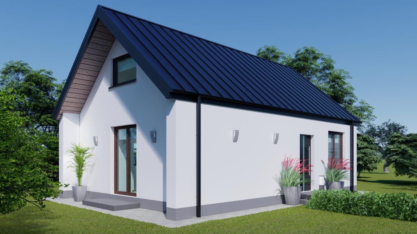 Dom szkieletowy RAMZA S 63 z antresolą — 62,9 m² — model domu