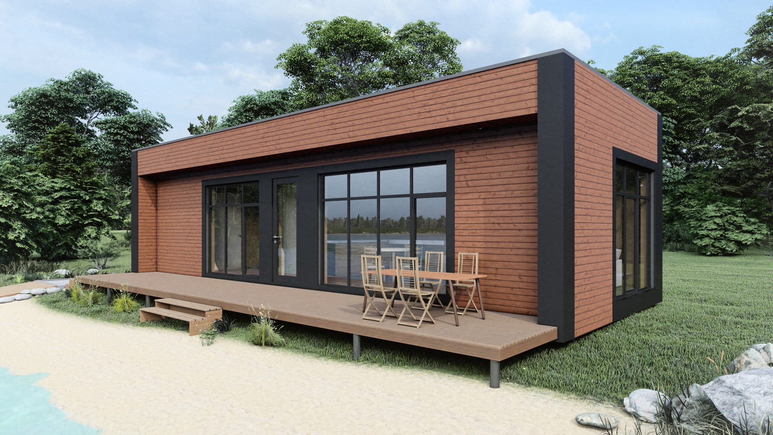 Dom modułowy MN48 z tarasem — 48 m² brutto — SIP ATLAS LLC (ТОВ „СІП АТЛАС”)