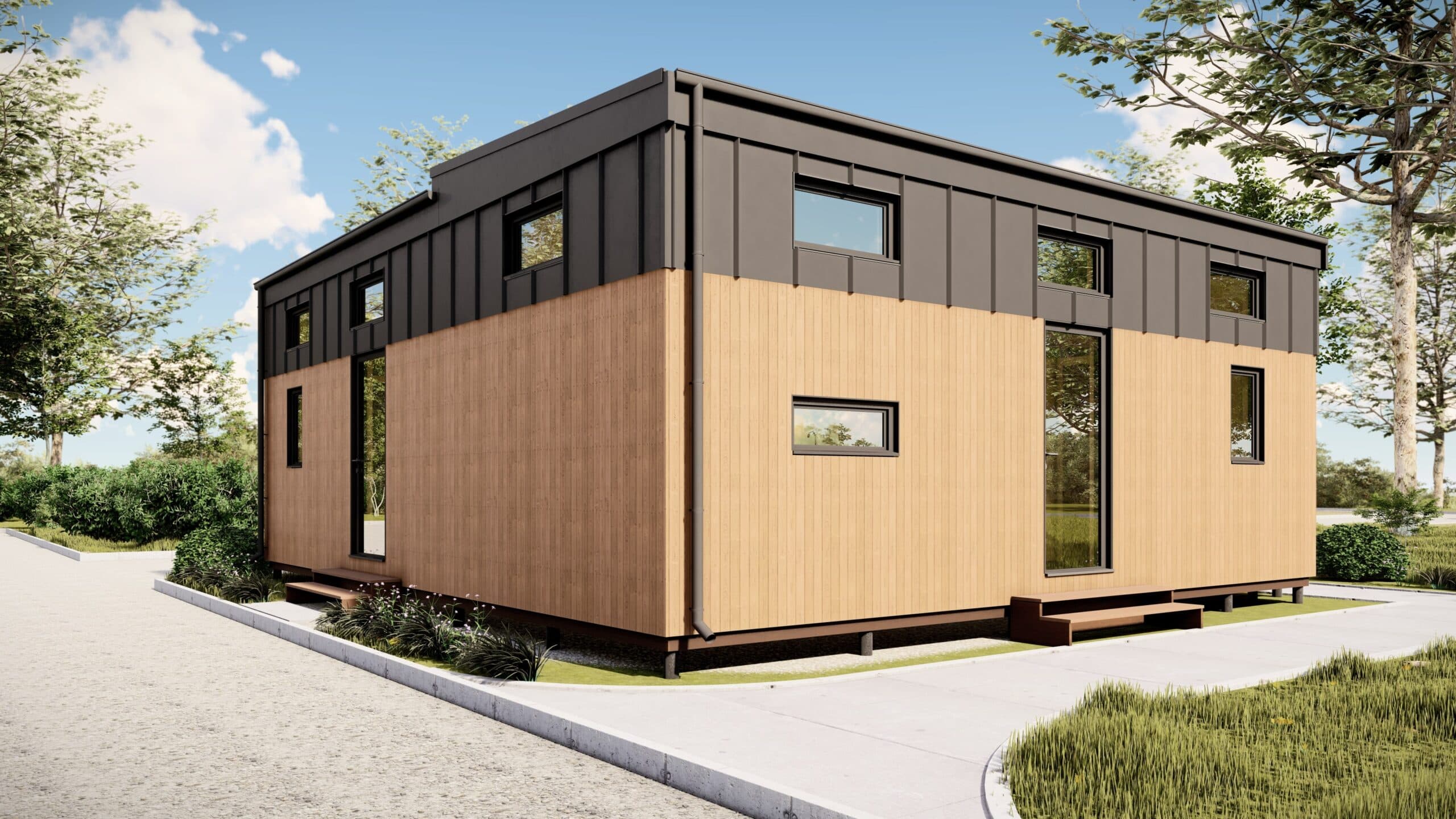 Dom modułowy MN65 w kształcie litery L — 64,9 m² brutto — SIP ATLAS LLC (ТОВ „СІП АТЛАС”)