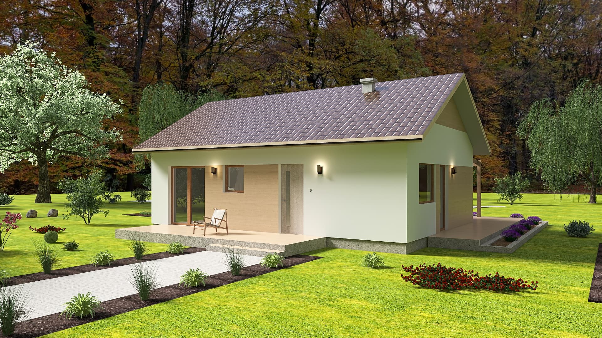Dom parterowy Cute House z paneli SIP — 68 m² — model domu