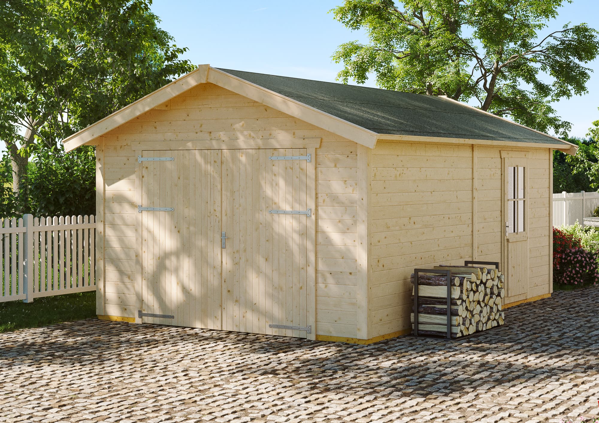 Garaż drewniany Varberg 1 — 370 × 525 cm, 19,4 m² — SKAN HOLZ Europe GmbH