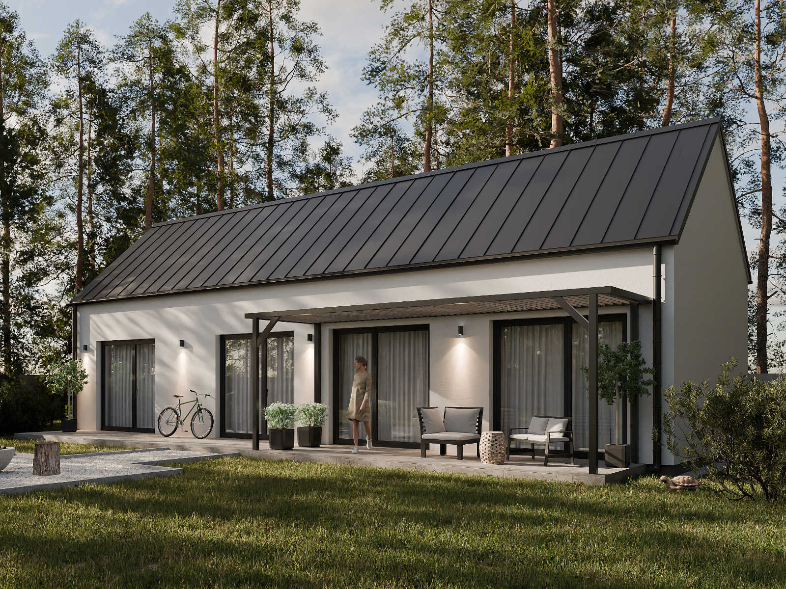 Dom parterowy 90+ „Sintra” — 74,15 m², dwie sypialnie — model domu