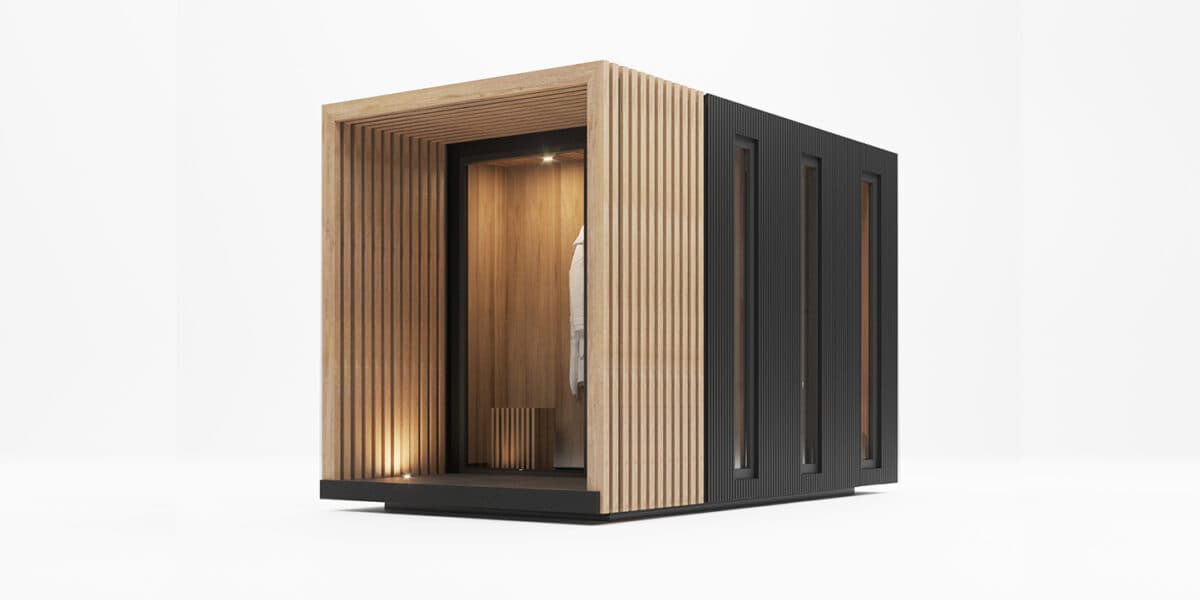 CUBE-HOME Julie — sauna ogrodowa 2,9 × 2,3 m — Spa ZONE Sp. z o.o. (CUBE-HOME, saunyogrodowe.pl)
