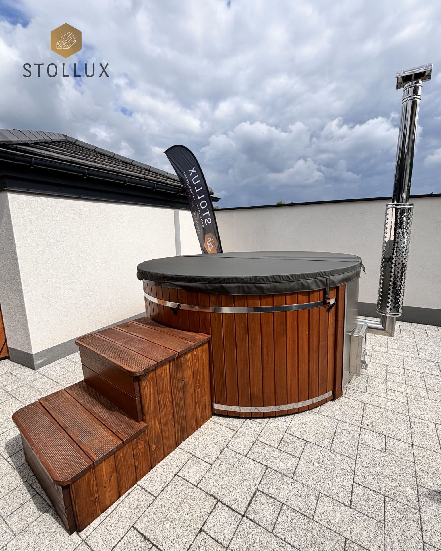 Balia ogrodowa PREMIUM okrągła 200 z piecem zintegrowanym — Ø 200 cm — Stol-lux Galanteria Ogrodowa (Stollux)