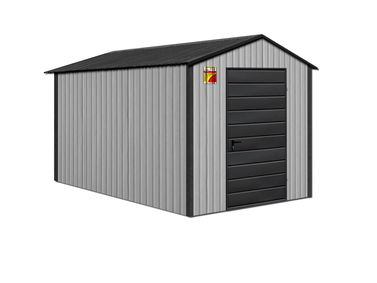 Domek narzędziowy blaszany LUX z dachem dwuspadowym — 3 × 4 m, 12 m² — SUPERSTAL Jacek Hejmo