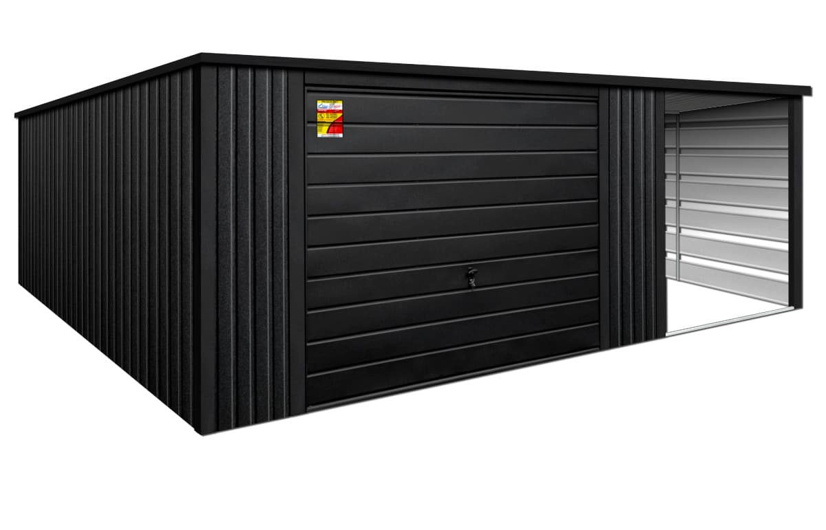 Garaż blaszany LUX z wiatą SMK — 6 × 5 m (garaż 4 m + wiata 2 m), 30 m² — SUPERSTAL Jacek Hejmo