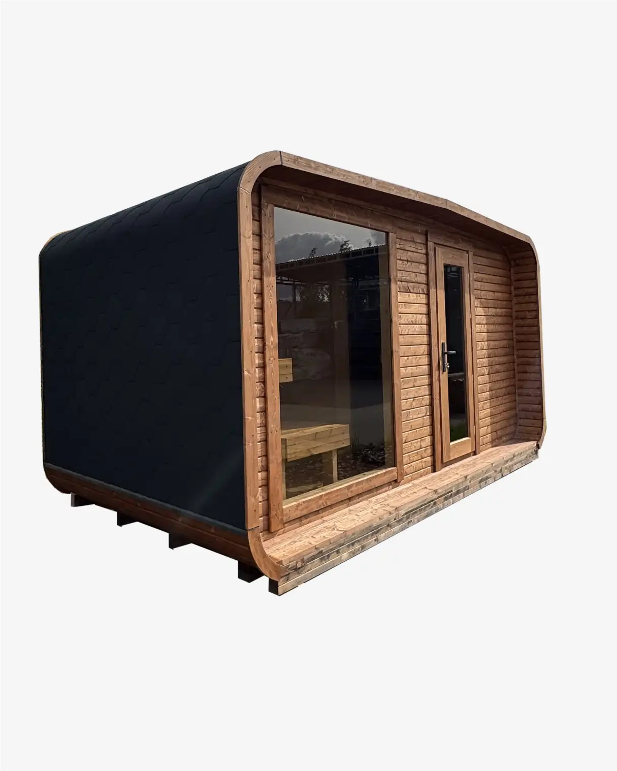 Sauna z przedsionkiem ThermaSauna Cube Wide — 400 × 240 cm, 2–6 osób — ThermaTub (UAB MAUDIS)