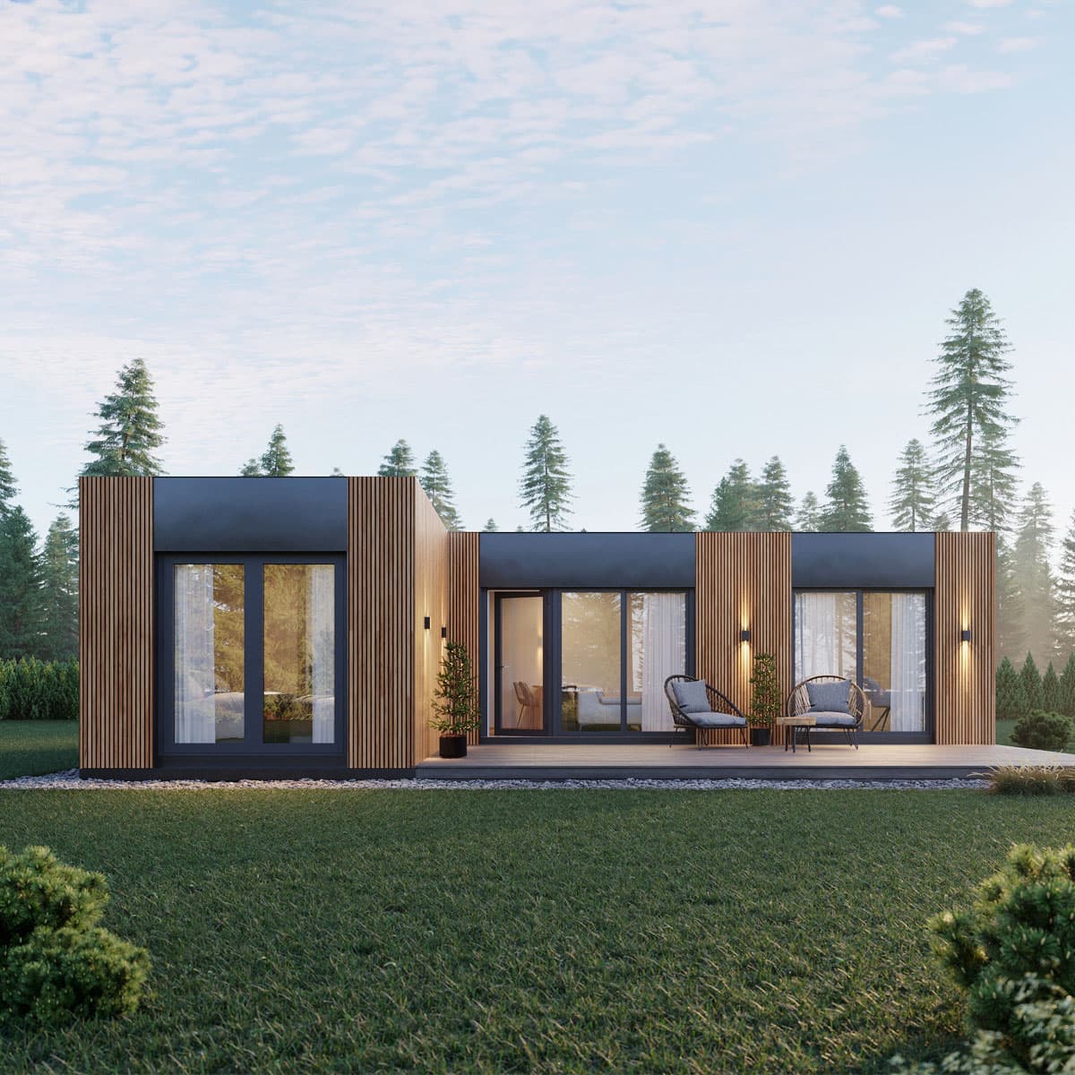 Dom modułowy Onyx — płaski dach, 50 m² — model domu