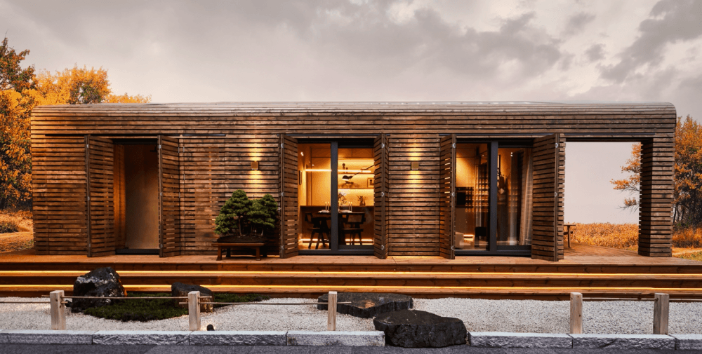 Dom modułowy VILLA 60 — 60 m² zabudowy, 55 m² użytkowej — Tiny Villa (SIA DWH)