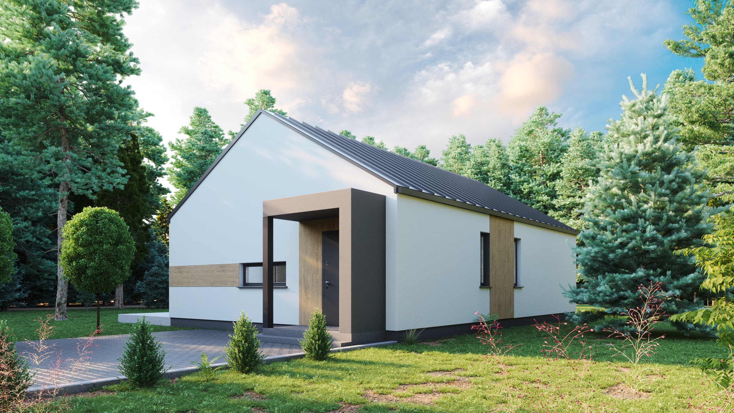 Projekt TH 7 — dom całoroczny 79 m², Hygge TRAHUS