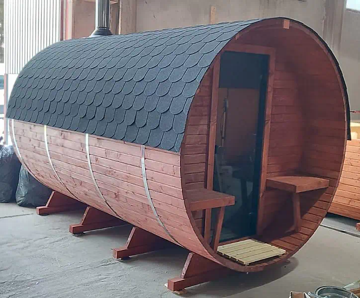 Sauna beczka 3,4 m z ubieralnią i przedsionkiem, 4–6 osób — VestAgro Sp. z o.o.