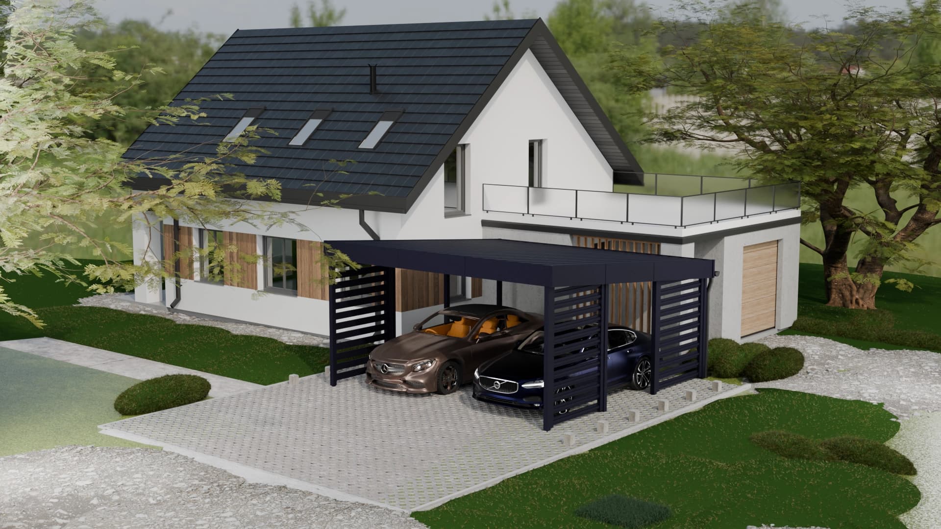 Wiata garażowa (carport) dwustanowiskowa 6 × 6 m — Viaty