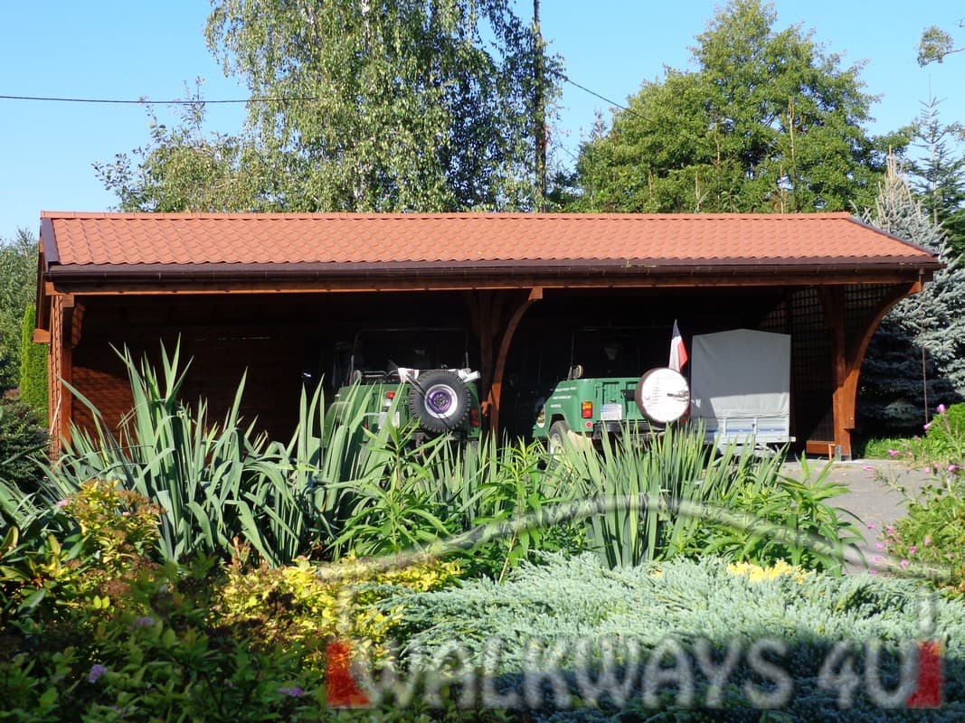 Wiata garażowa z drewna klejonego Marsylia 4 — 8,45 × 5,80 m — WALKWAYS4U PW A. Nietubyć