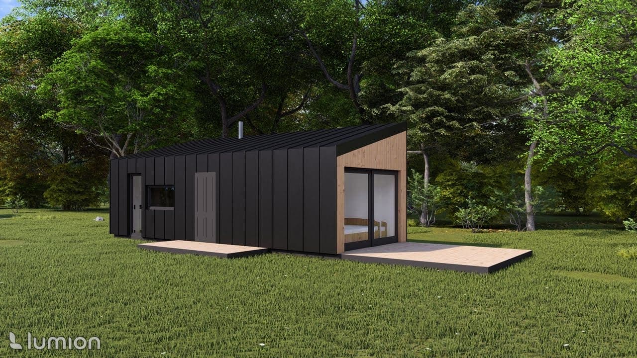 Dom modułowy One Floor — 3,7 × 9,5 m, 35 m² zabudowy — model domu