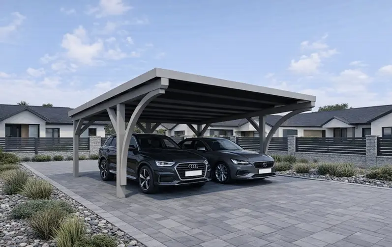 Wiata garażowa Goteborg — 580 × 380 cm, dach 6 × 6 m — WIATEX — PHU IKAO Bartosz Czyżewski