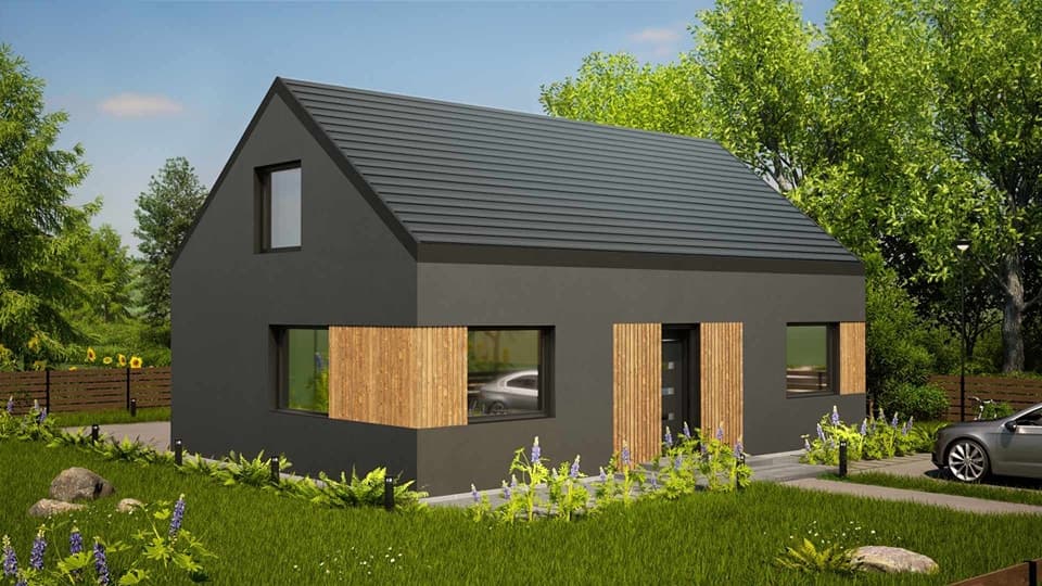 Dom szkieletowy DETAL I — 64,8 m² + poddasze do adaptacji — Wiązar Skandynawia Patrycja Karwowska