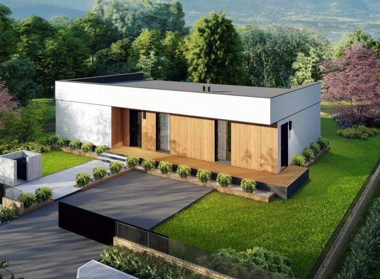 Dom szkieletowy Gorczański 01 — 92,51 m², 15,08 × 8,45 m — MKWOODBROS Sp. z o.o. (WoodBros)