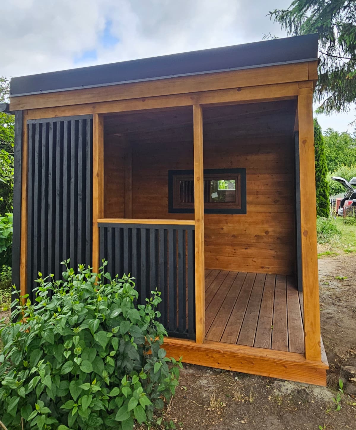 AltaDomek — domek narzędziowy z altaną 8 × 3,5 m — Woodivio