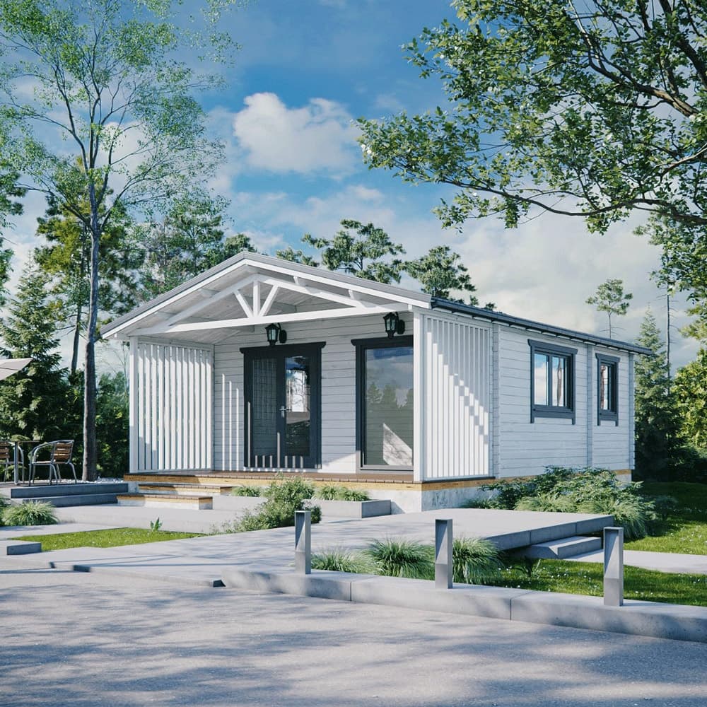 Domek z bala Hawana 32 m² z tarasem 11 m² — model domu