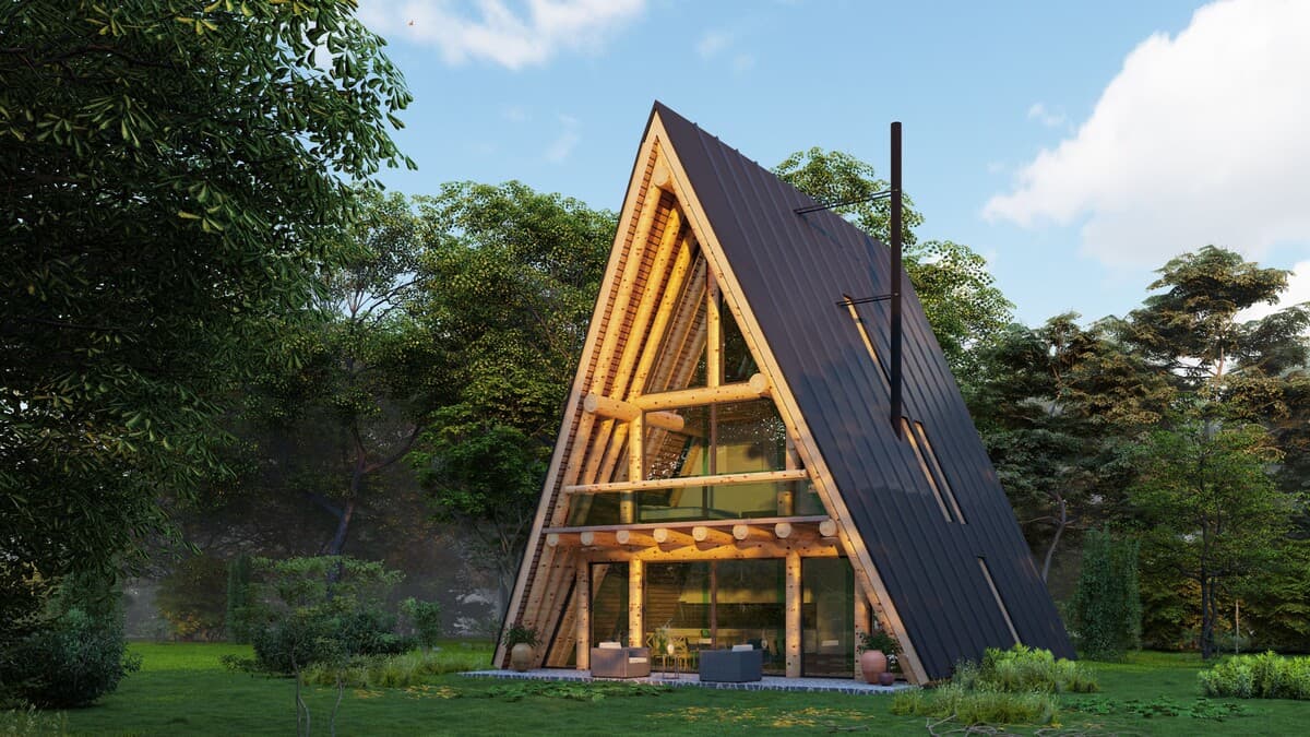 Zrąb Áčko — dom A-frame post & beam, 122 m² użytkowej — ZRUBY RAJEC, s.r.o. (Drevodom Rajec)